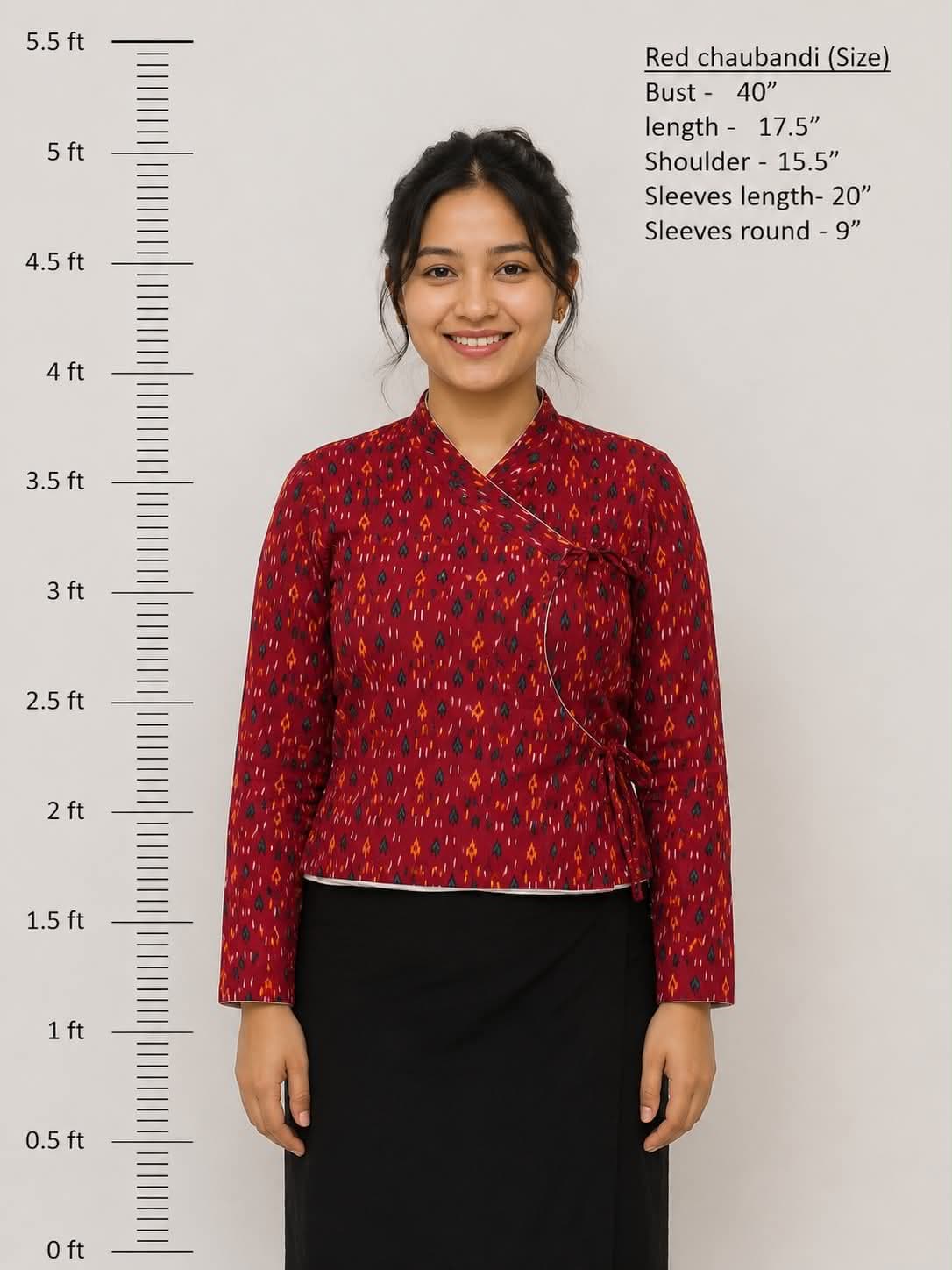 Women's Traditional Nepali Red Chaubandi Blouse