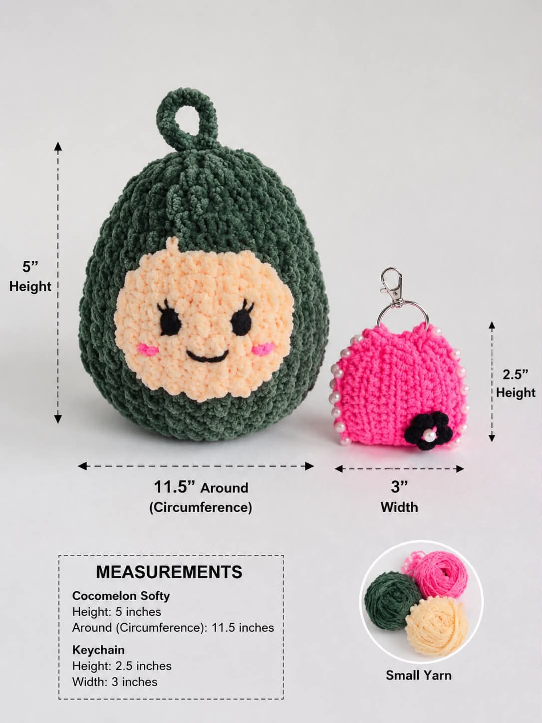 Handmade Crochet Cocomelon Plush with Mini Purse Keychain
